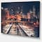 Designart - Dark Chicago Skyline and Railroad - Cityscape Canvas Print